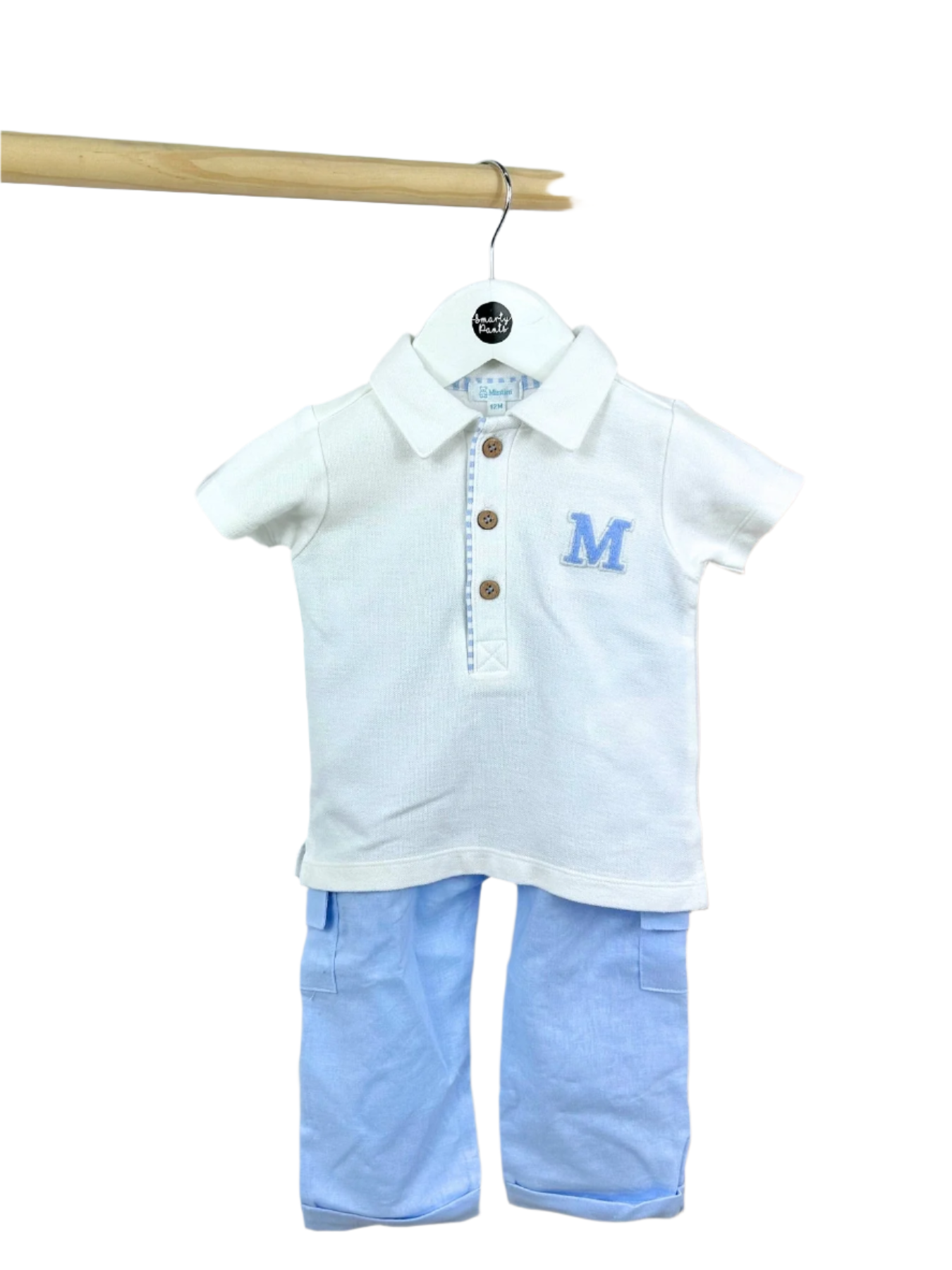 Dexter – Crisp White Polo & Blue Pants Boys’ Outfit Set